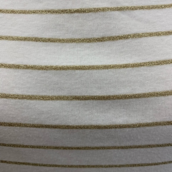 3/$30 Chaps White T-shirt with Gold Stripes Size L - Picture 6 of 7